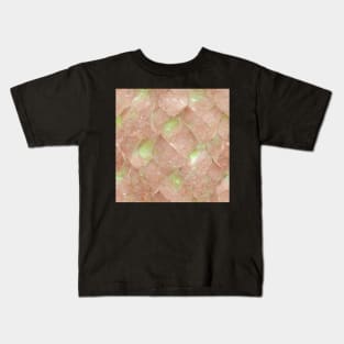 Lime green rose gold marble pattern Kids T-Shirt